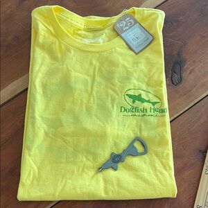 NWT Dogfish Head Miami Yellow T-Shirt and Bottle Opener